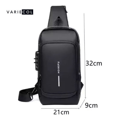 BOLSO IMPERMEABLE ANTIRROBO® CON CARGA USB EN FIBRA DE CARBONO