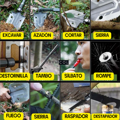 NUEVA Y PRACTICA PALA PORTATIL PLEGABLE 12 EN 1