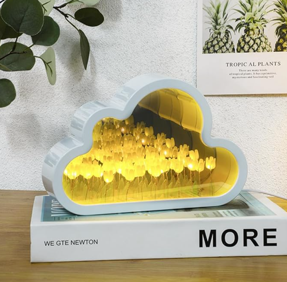 HERMOSA LAMPARA ESPEJO JARDIN DE TULIPANES 3D.