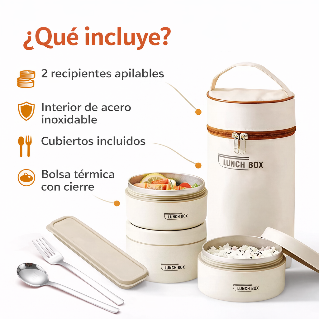 Tu comida caliente, donde quieras  - LONCHERA TERMICA X3