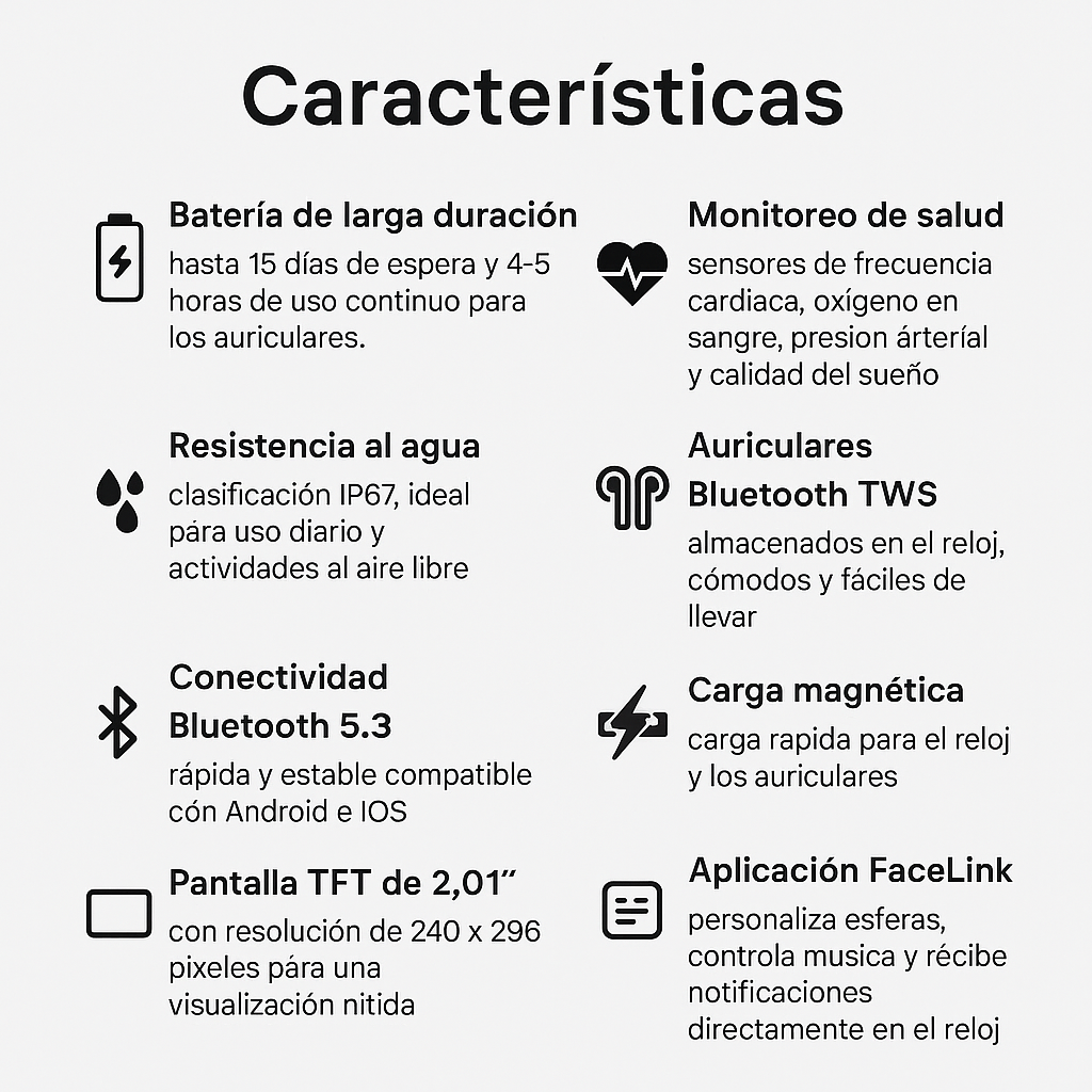 No cargues mas audifonos y reloj separados ahora llevalos juntos - RELOJ + AUDIFONOS