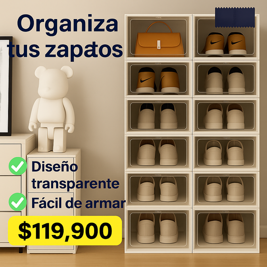 Practico Zapatero Plegable 6 Niveles en Acrílico